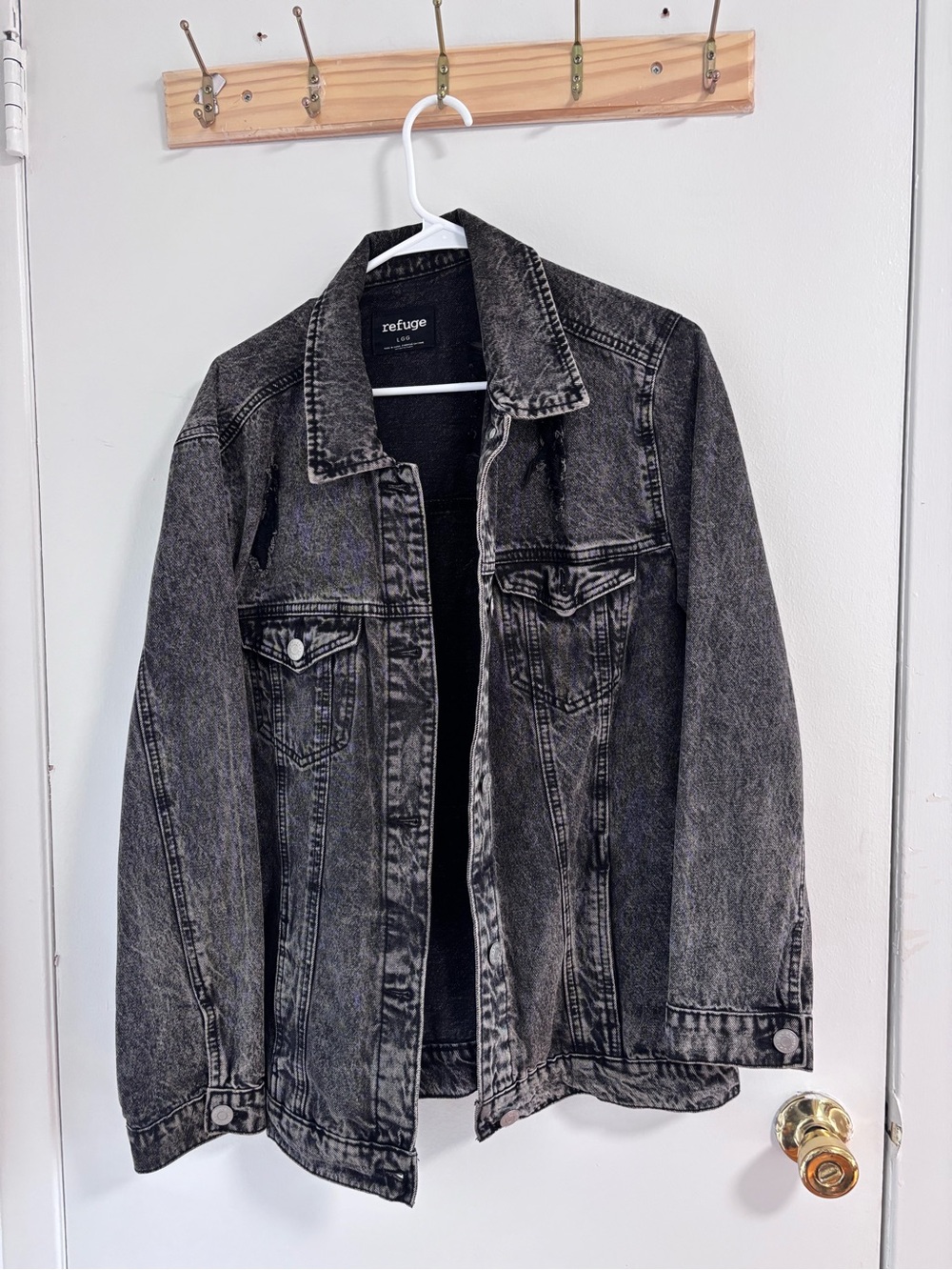 refuge Black Washed Denim Jacket